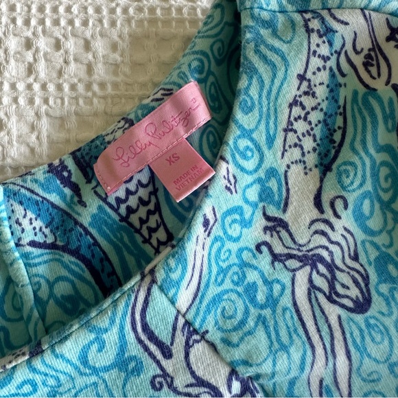 LILLY PULITZER CHARLENE NICE TAIL SPA BLUE MERMAID COTTON STRETCH SHIFT DRESS - Picture 5 of 7